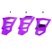 Modèle de cache pignon violet pour cache allumage URproduct. Modèle 1 et 3 sont adaptables pour les motos 50cc avec une transmission en pignon de 11 à 15 dents inclus. Le modèle 2 : adaptable pour les pignons de 11 à 18 dents.